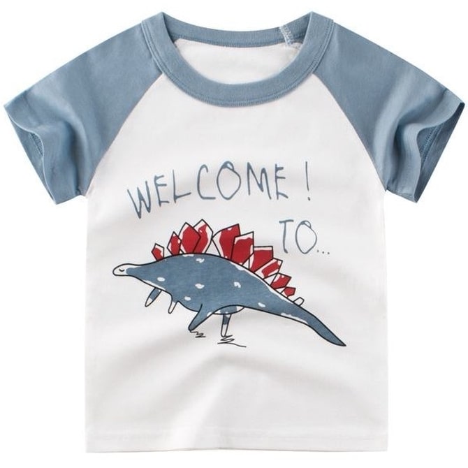 T Shirt Dinosaure Stegosaure Bleu