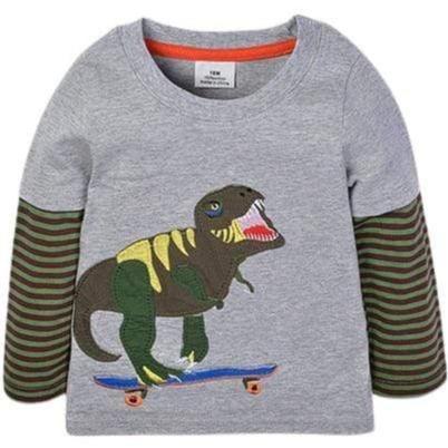 t shirt dinosaure skateboard